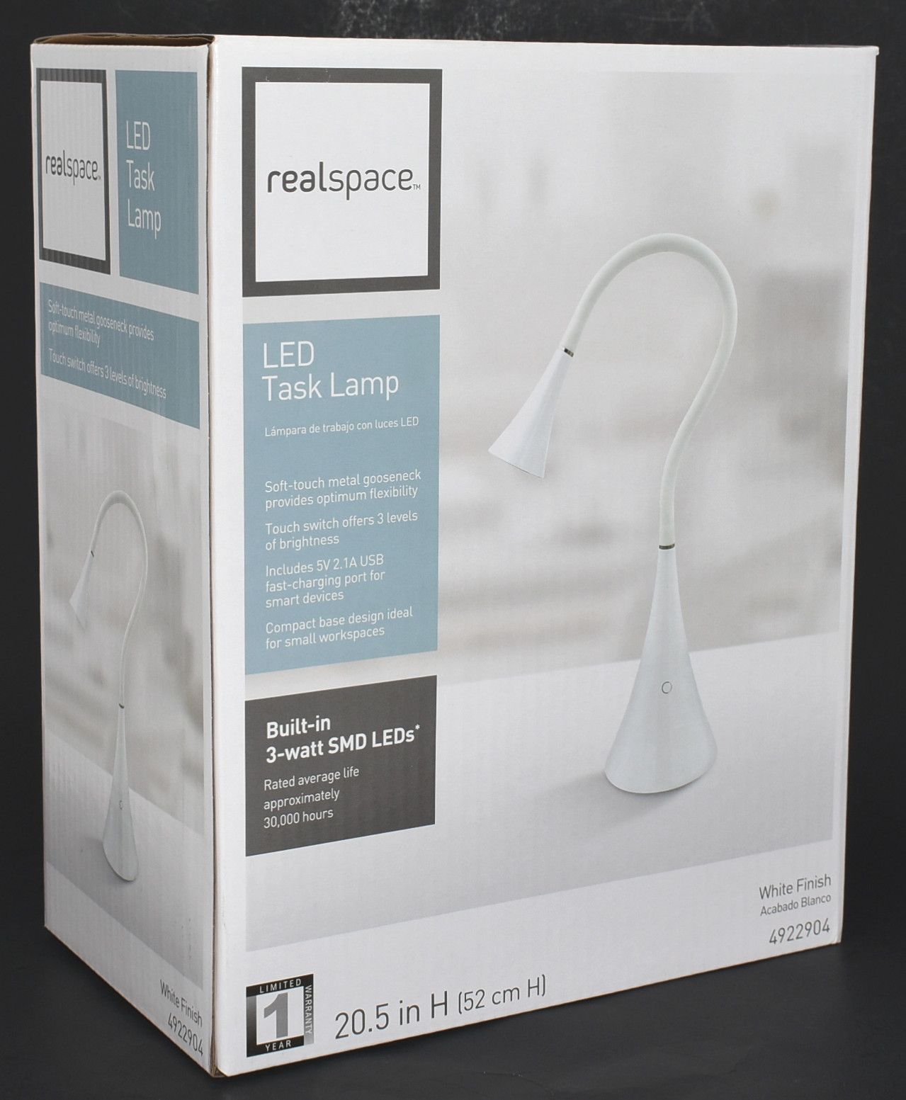 LAMP DESK LED SOFT TOUCH DESK WHITE USB, COLOR BOX,  CUL