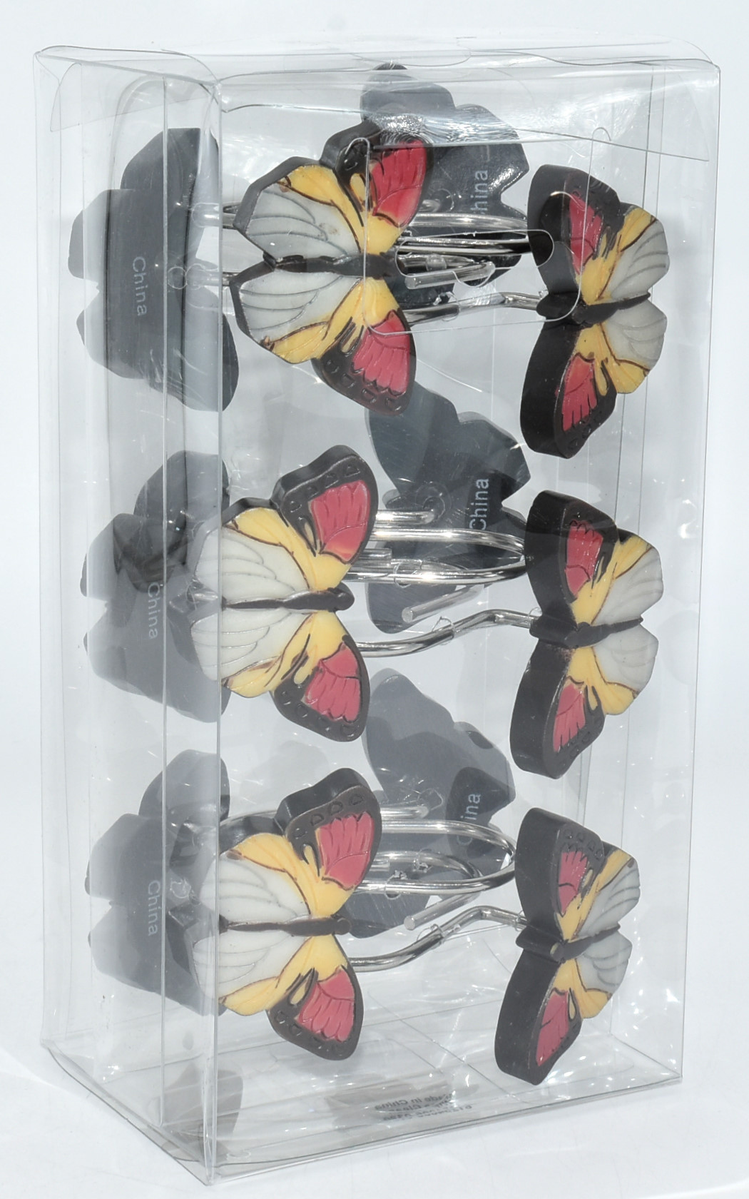 HOOKS,  SHOWER CURTAIN,  RESIN,  SOLACE,  BUTTERFLIES