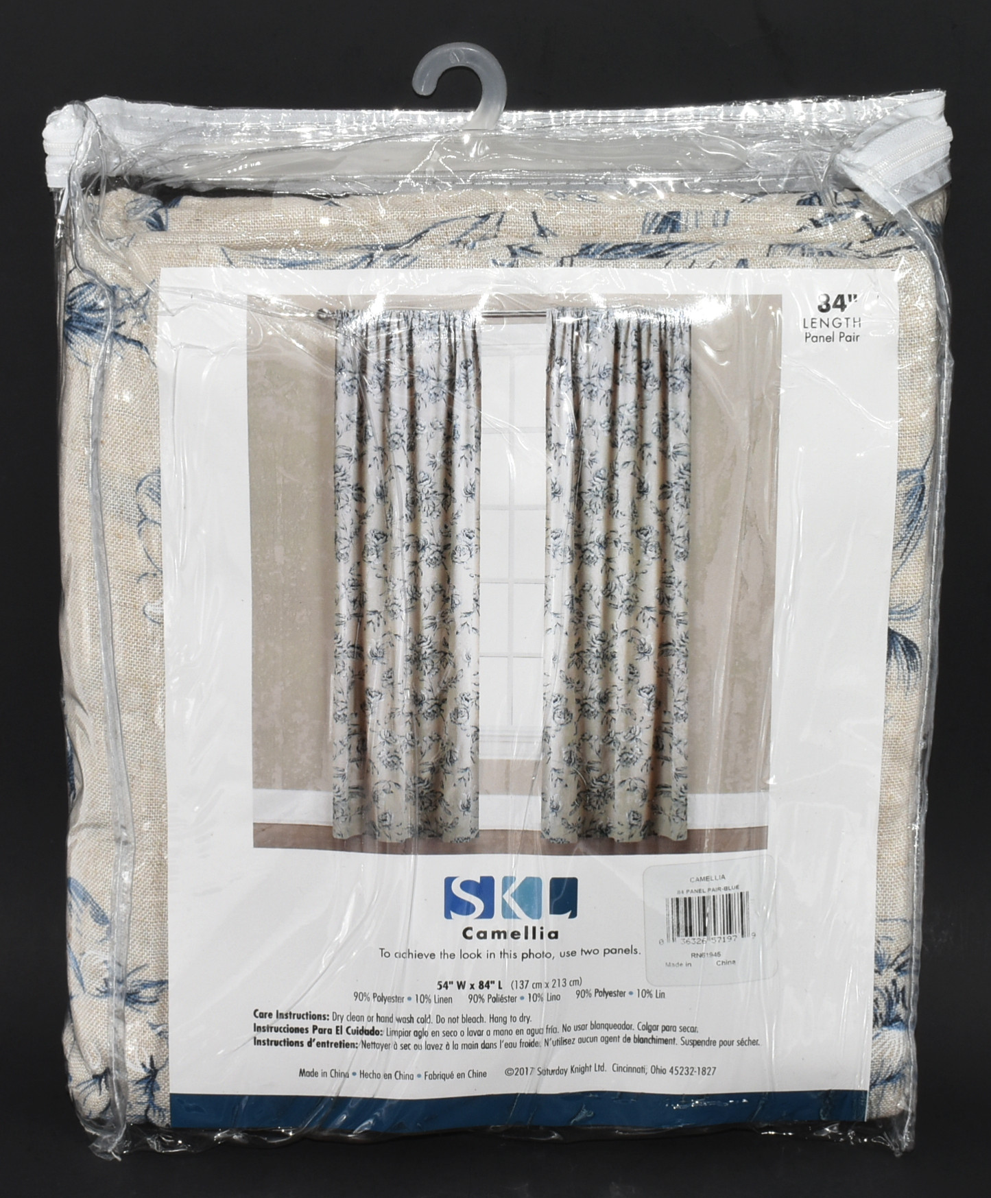 CURTAINS,  PANEL PAIR,  108X84,  BLUE JAY,  FLORAL
