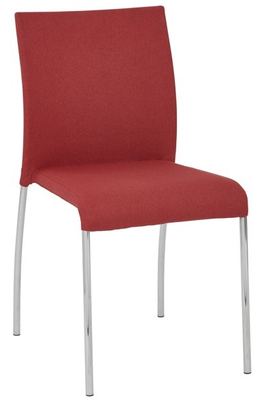 CHAIRS,  STACKABLE,  LUCIA,  RED FABRIC, CHROME LEG,  LINE ART