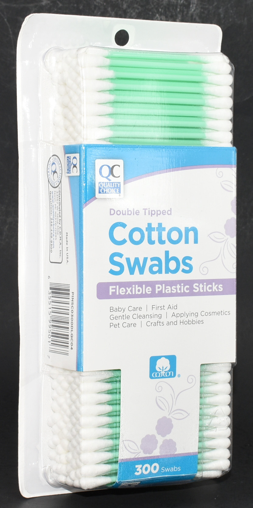 COTTON SWABS, 300CT, COLORED STICKS
