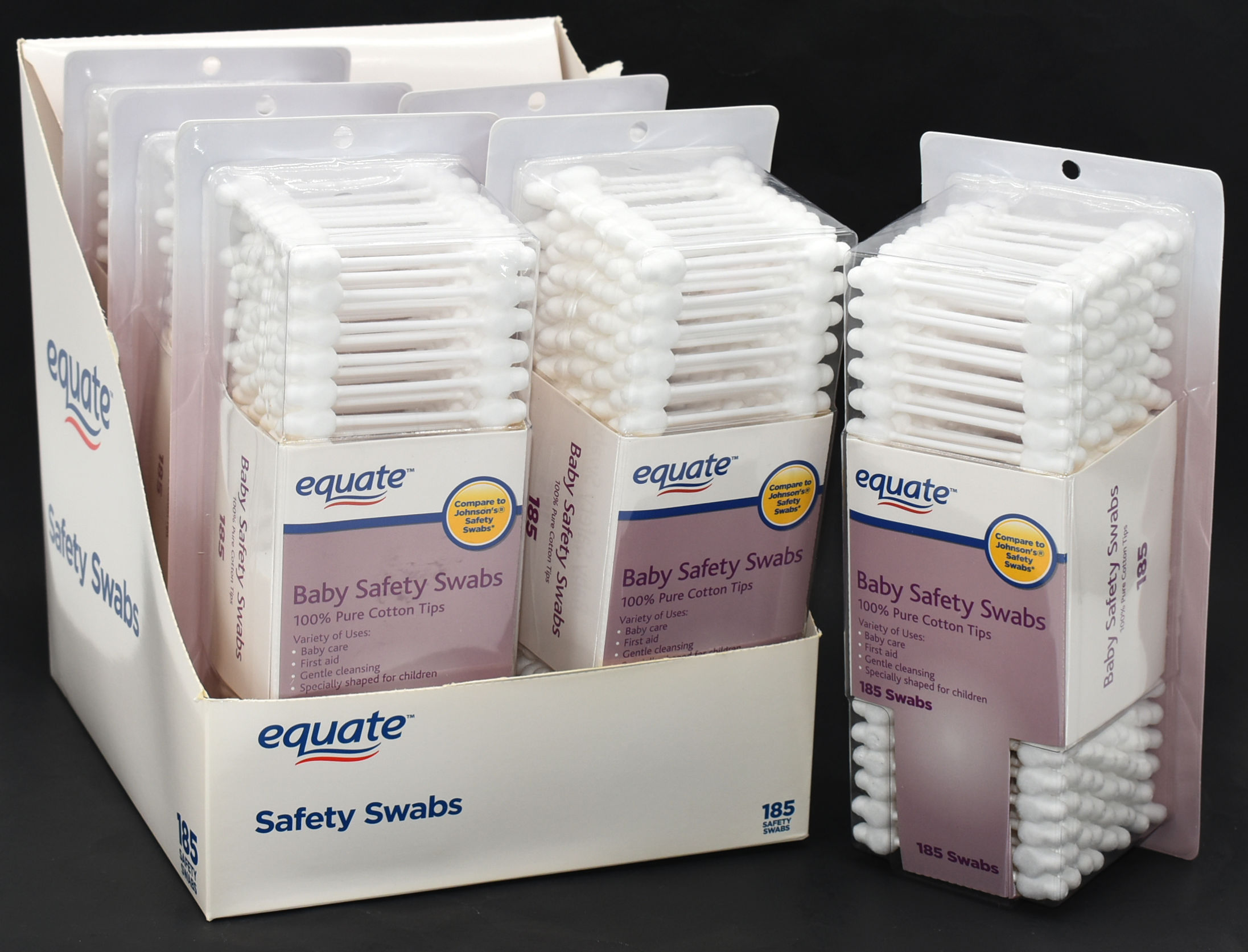 COTTON SWABS, 185CT, PDQ