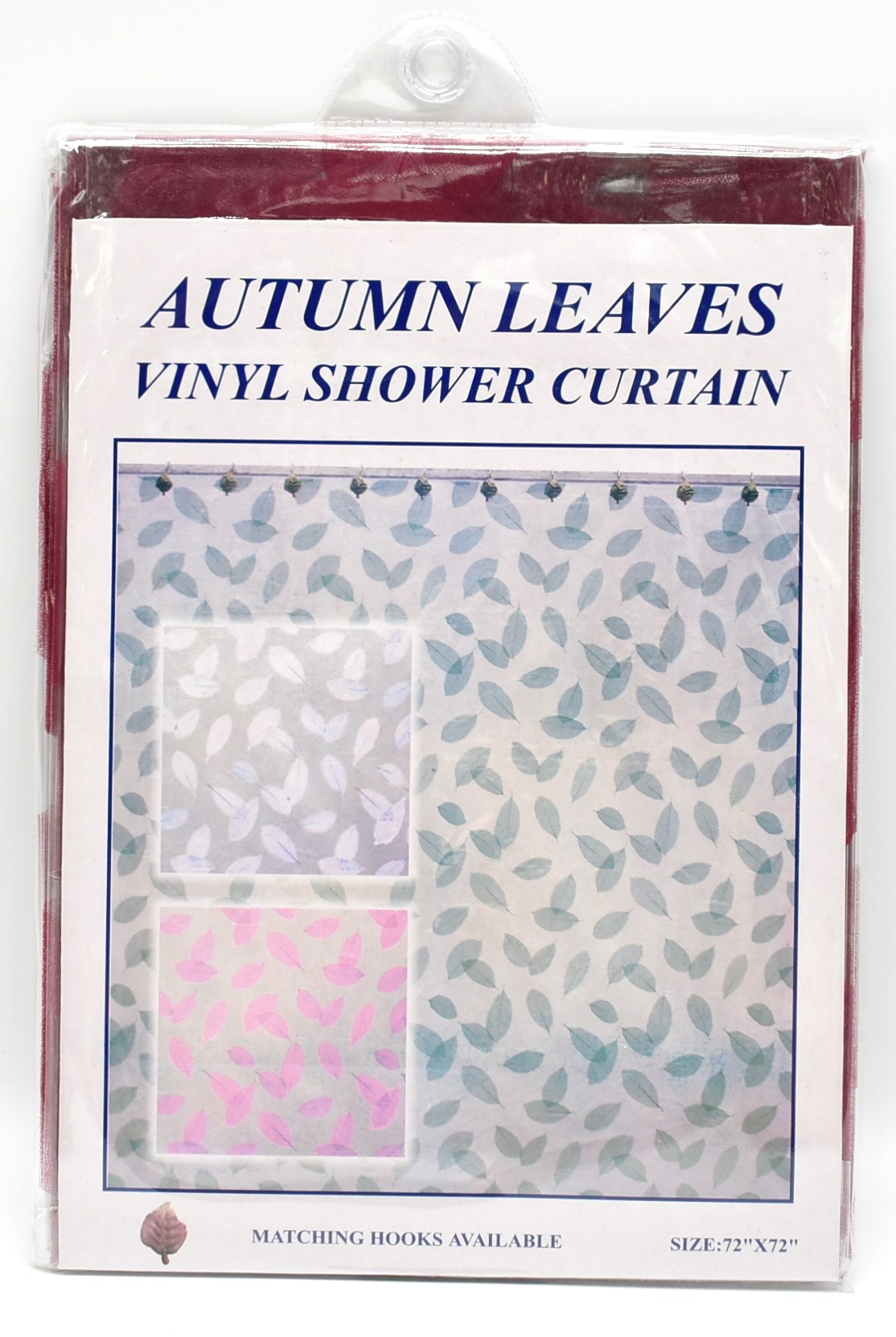 SHOWER CURTAIN,  PVC,  AUTUMN LEAVES,  BURGUNDY
