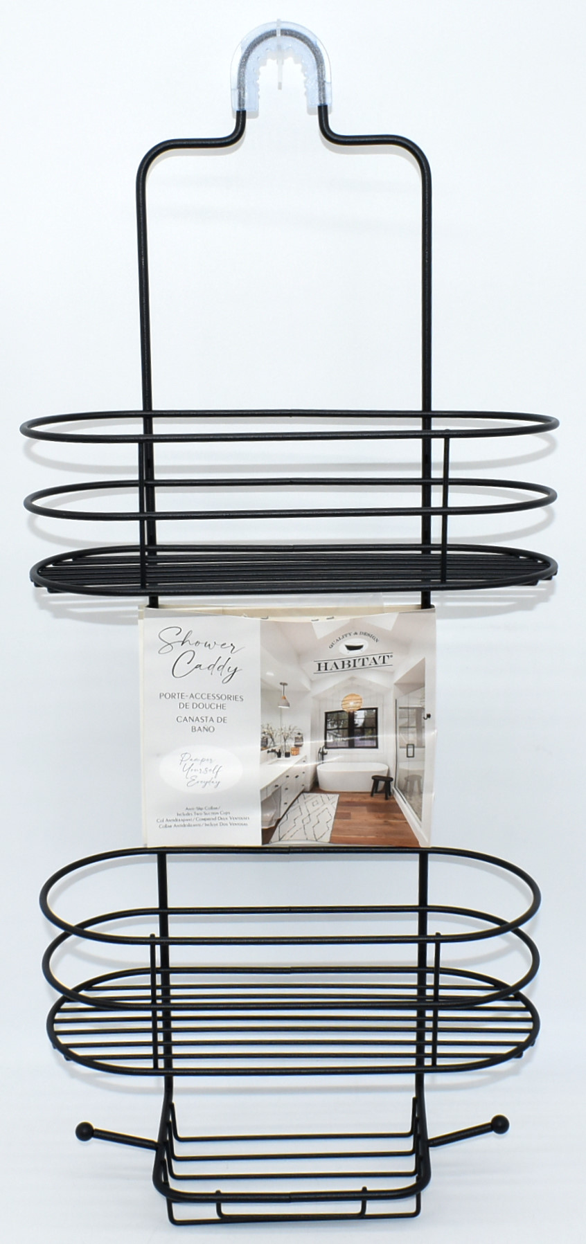 SHOWER CADDY, SIMPLE LINE DESIGN, ROUND WIRE, MATTE BLACK
