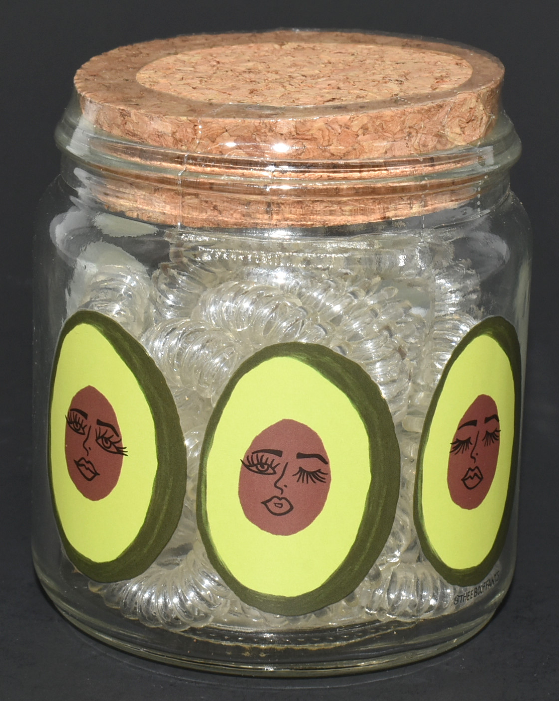 JAR W/SPIRAL HAIR TIES AVACADO