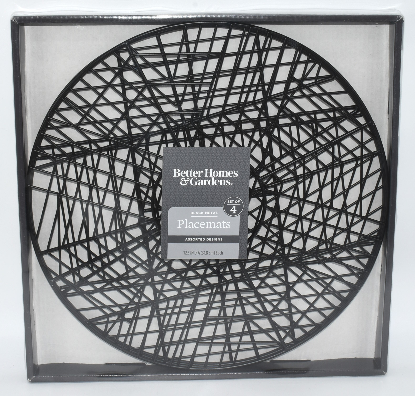 PLACEMATS,  4 PK,  BLACK,  ROUND,  ADLER, METAL