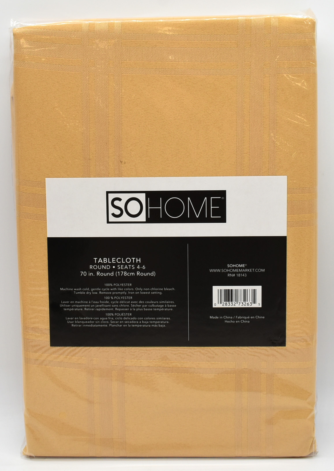 TABLECLOTH,  70 IN,  ROUND,  FABRIC,  GOLD