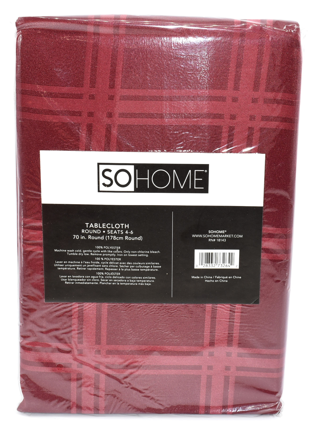 TABLECLOTH,  70 IN,  ROUND,  FABRIC,  BURGUNDY