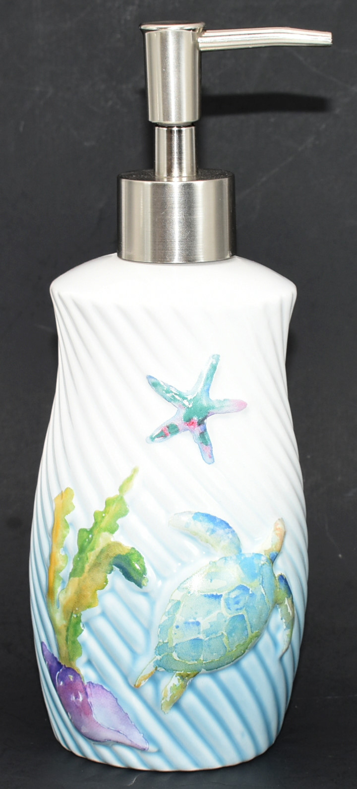 LOTION PUMP,  RESIN,  OCEAN WATERCOLORS,  MADE FOR WALMART