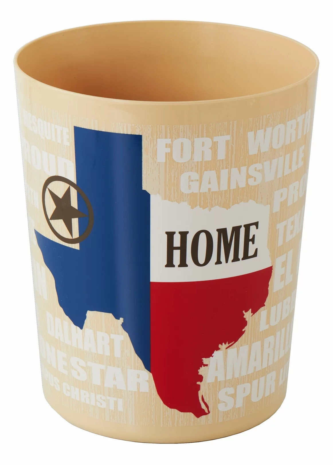 WASTEBASKET,  PLASTIC,  TEXAS STAR,  MADE FOR WALMART