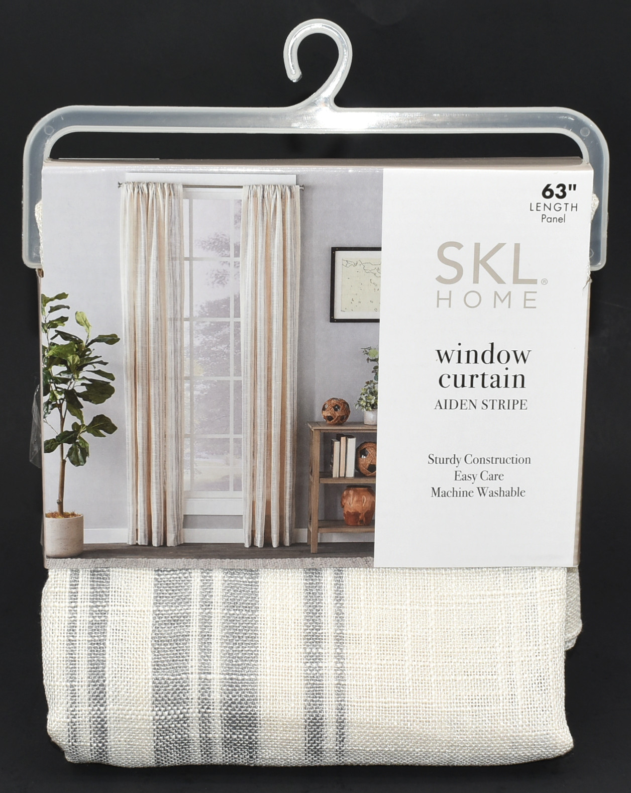 CURTAIN,  PANEL,  38X63,  GRAY AIDEN STRIPE