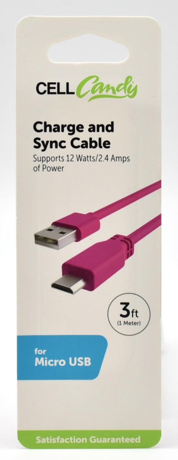 CABLE, MICRO USB, 3FT, PINK