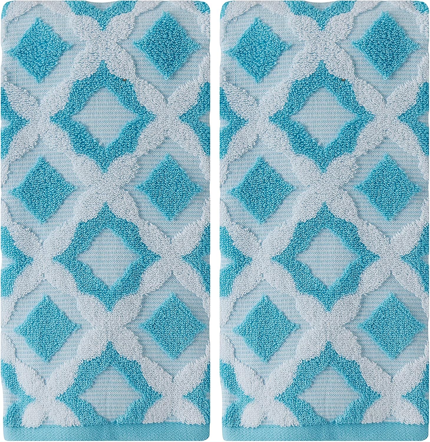 TOWELS,  HAND,  2 PK,  TEAL,  SOUTHERN MEDALLION