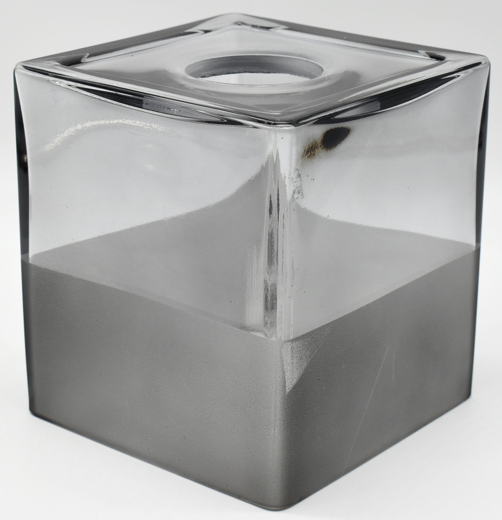 TISSUE DISPENSER,  GLASS,  CHARCOAL,  OMBRE