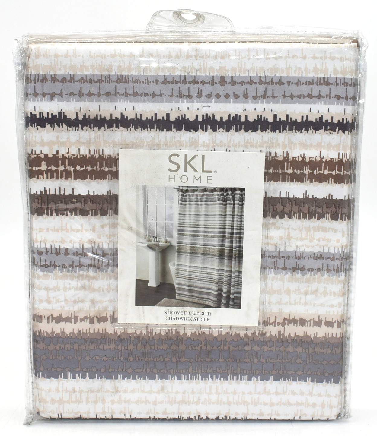SHOWER CURTAIN,  FABRIC,  70X72 CHADWICK STRIPE,  DUNE