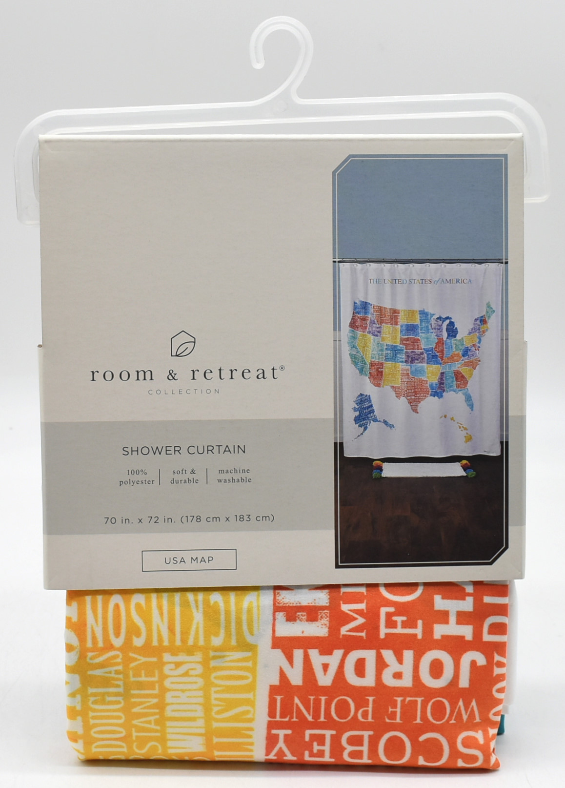 SHOWER CURTAIN,  FABRIC,  UNITED STATES MAP