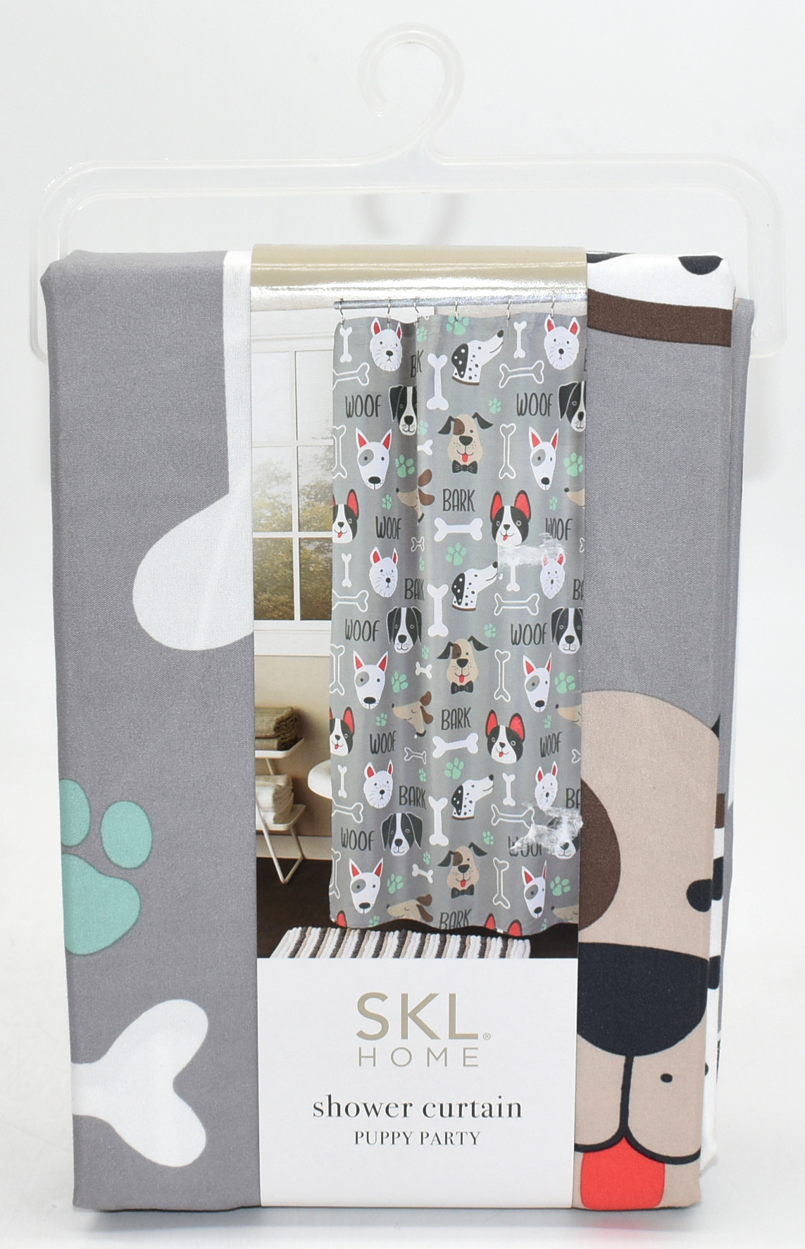 SHOWER CURTAIN,  FABRIC,  70X72 PUPPY PARTY