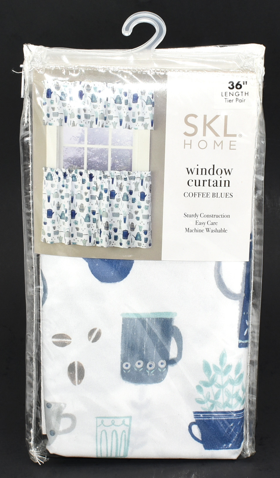 CURTAINS,  TIER PAIR,  54X36,  BLUE,  COFFEE BLUES