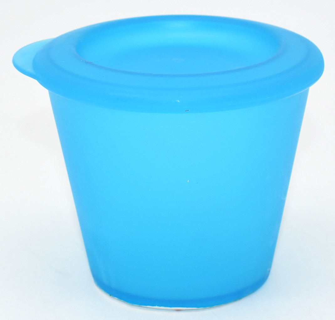 SNACK CUP, 6.5OZ, BLUE, WITH LID,  PLASTIC