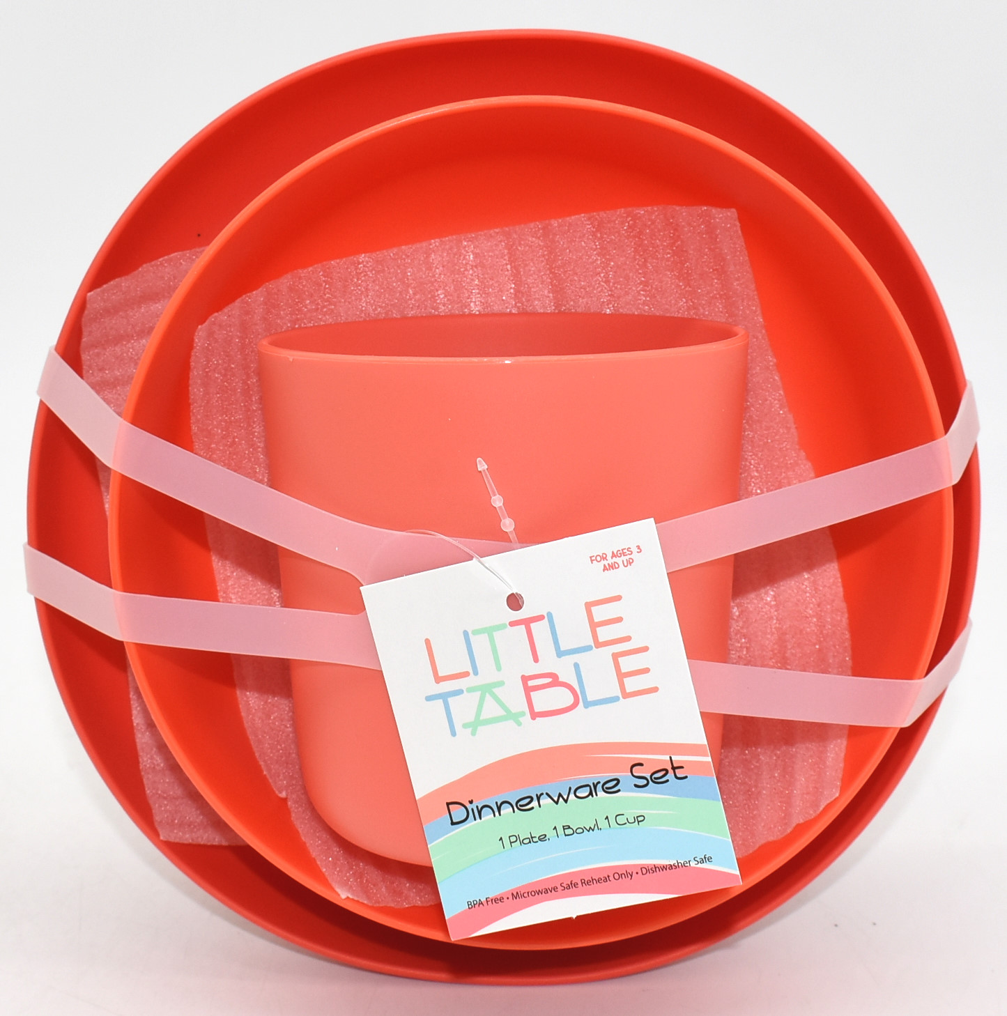 DINNERWARE SET 3PC PLASTIC RED