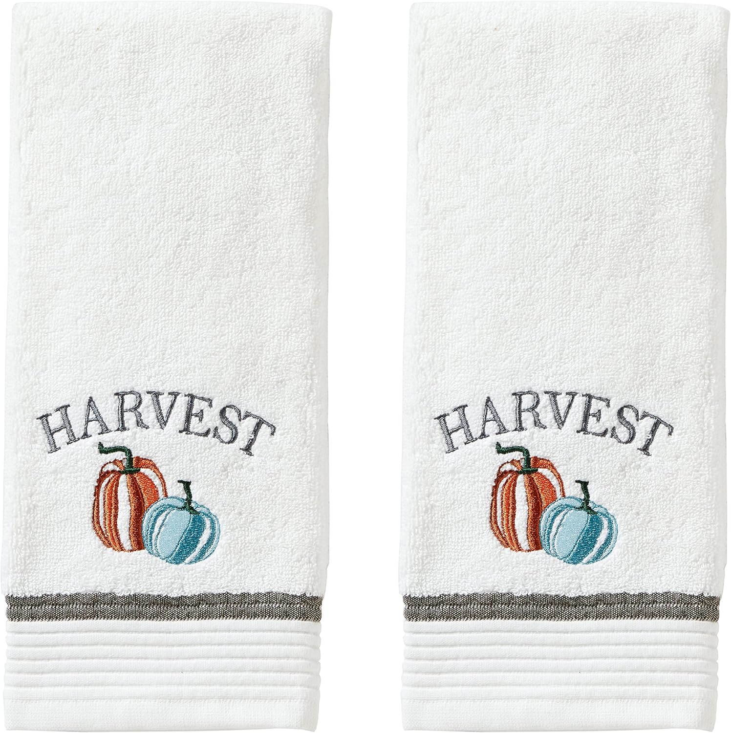 TOWELS,  HAND,  2 PK, EMBROIDERED WHITE,  NATURES HARVEST