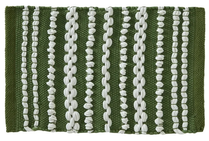 BATH RUG,  20X30,  COTTON,  GREEN HEIRLOOM WILDFLOWERS