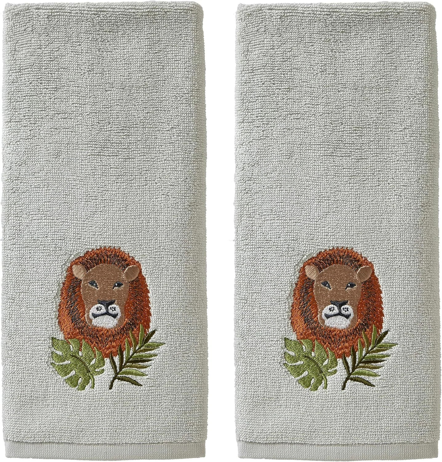 TOWELS,  HAND,  2 PK,  GRAY,  JUNGLE CATS,  LION