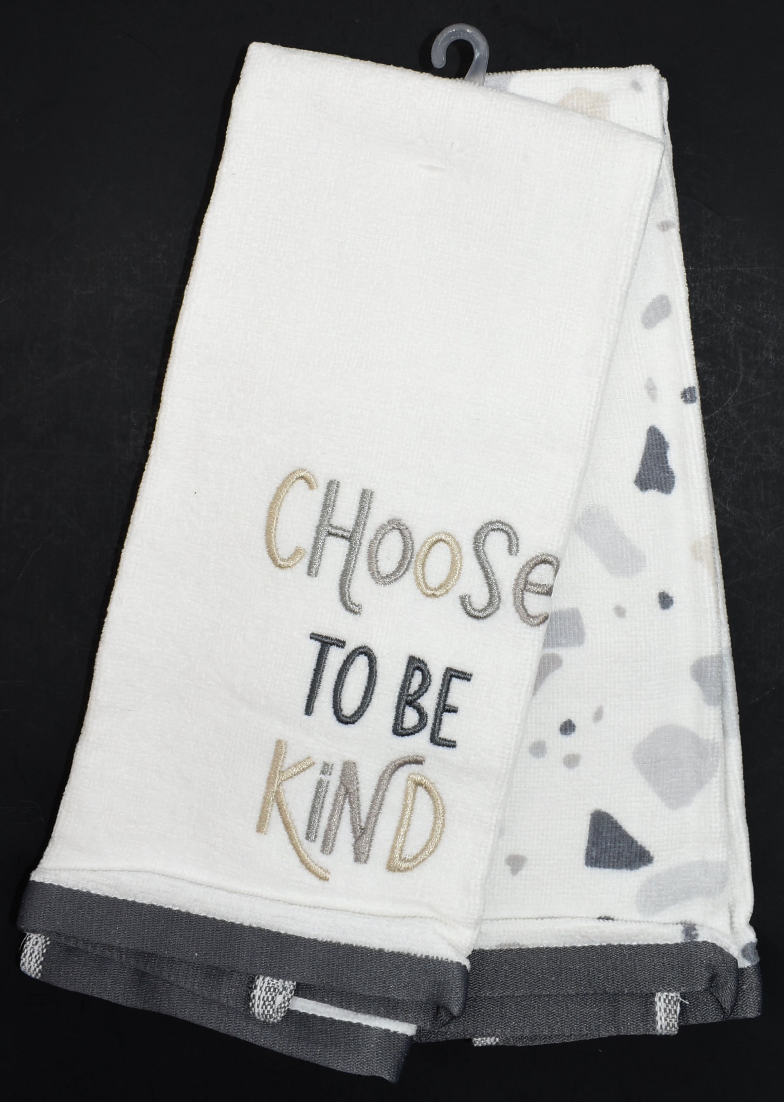 TOWELS,  HAND,  2 PK,  TERRAZZO PRINT,  CHOOSE TO BE KIND