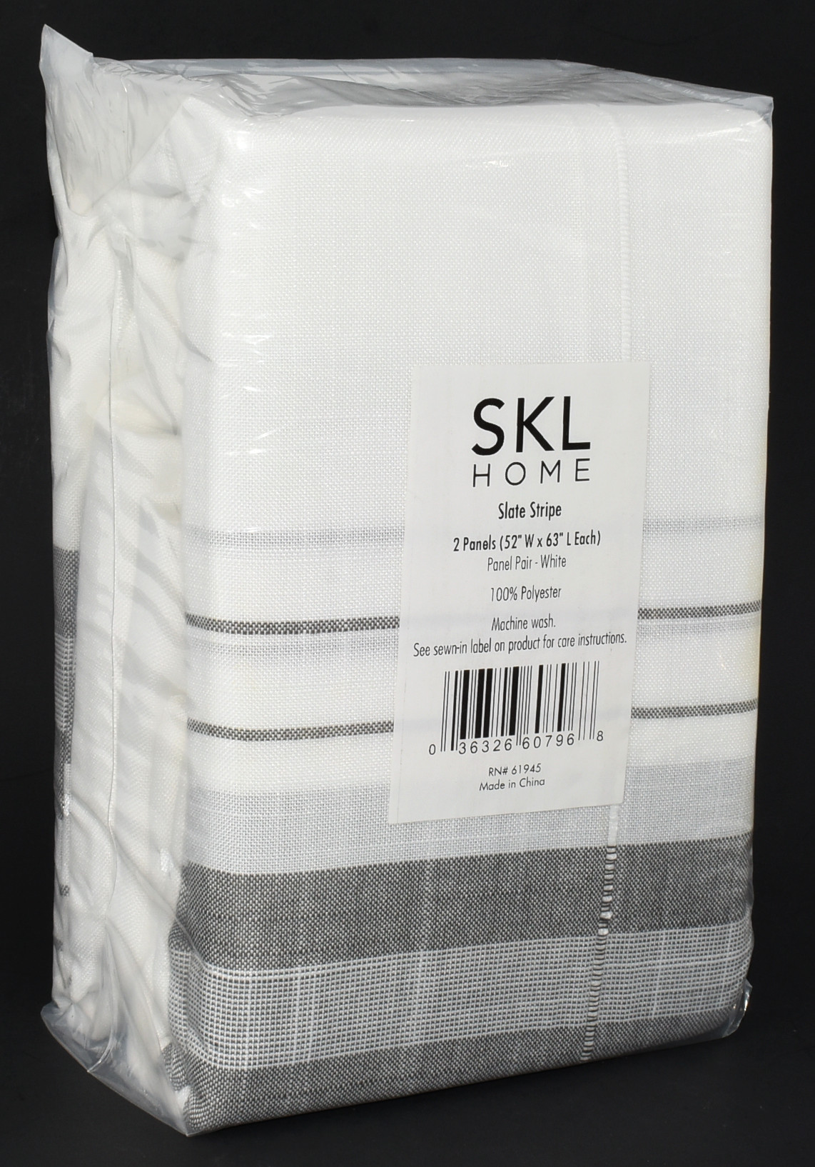CURTAINS,  PANEL PAIR,  104X63,  SLATE AND WHITE,  STRIPE