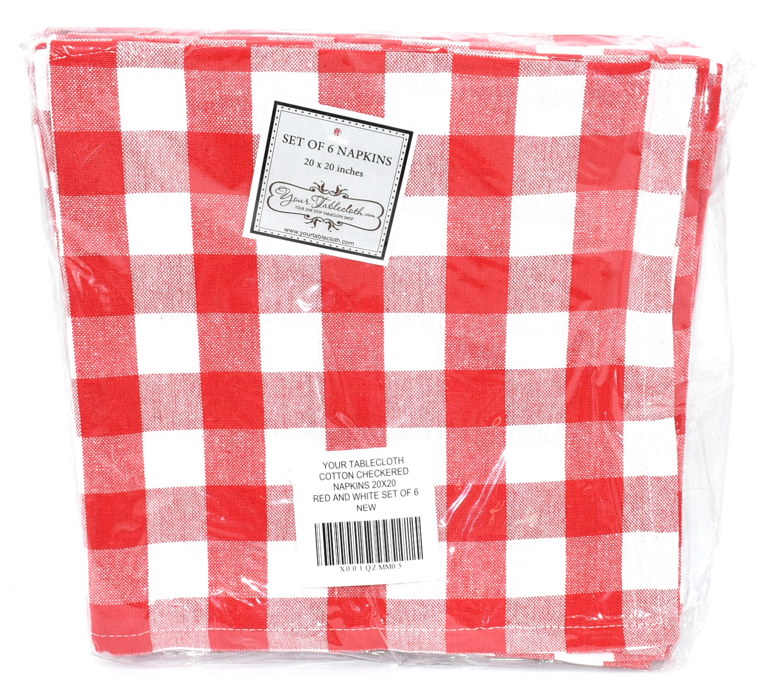 RED WHITE CHECKERED NAPKIN,  6PC SET