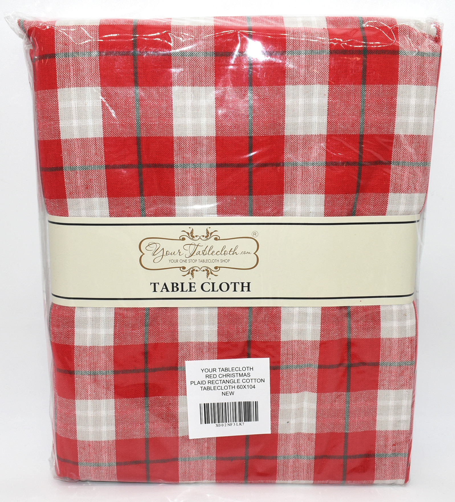 60 X 104 RECTANGLE TABLECLOTH RED XMAS PLAID CHECKERED
