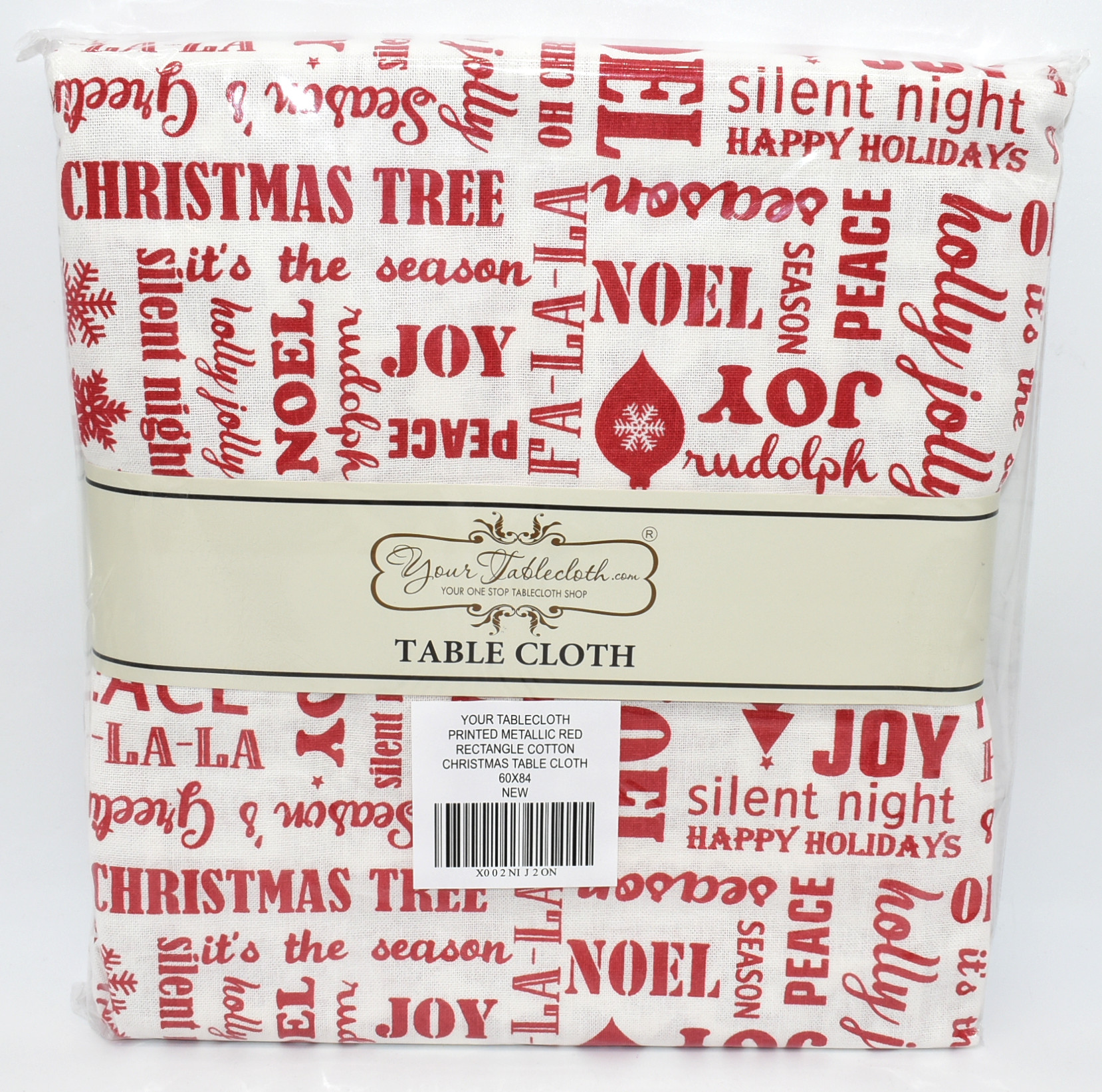 TABLECLOTH 60X84 RED XMAS METALLIC