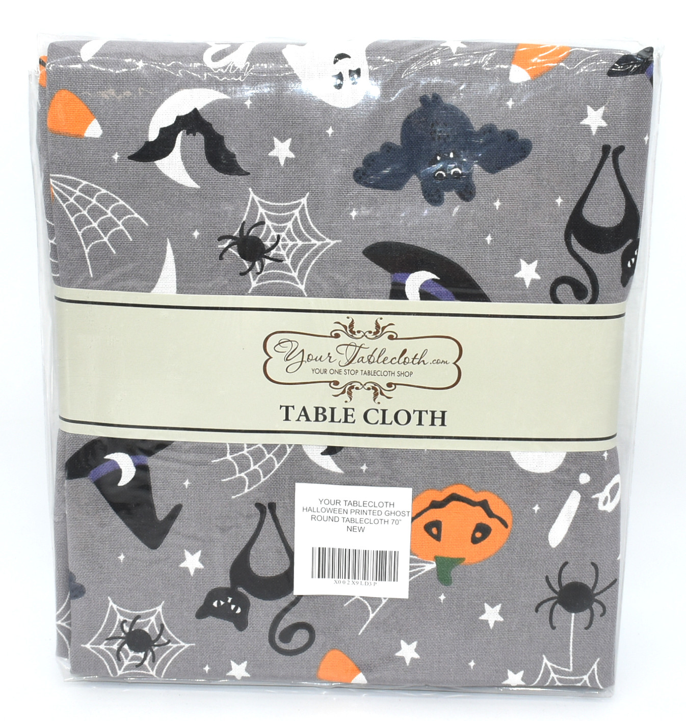 PRINTED TABLECLOTH 70IN ROUND GHOST