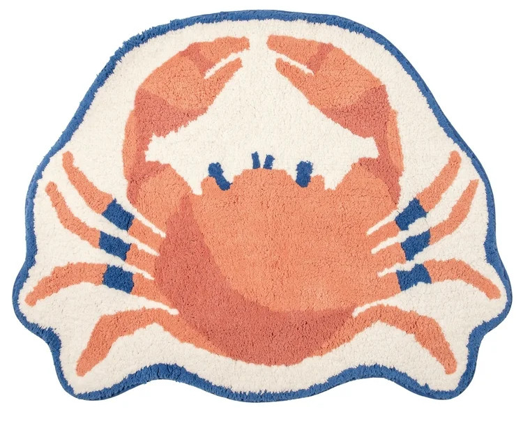 BATH RUG,  BLUE AND RED,  CRAB SHAPED