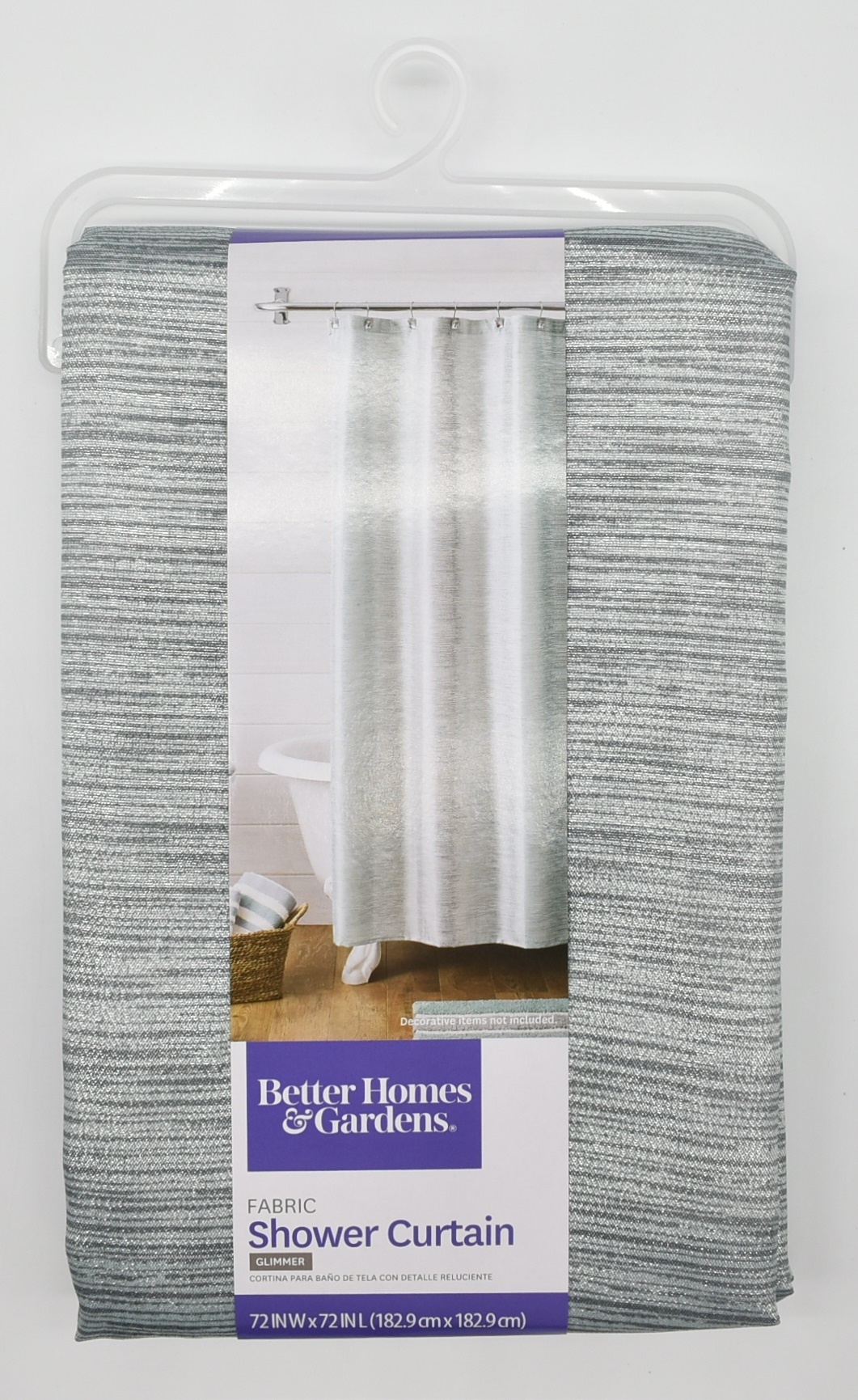 SHOWER CURTAIN,  FABRIC,  GREY GLIMMER