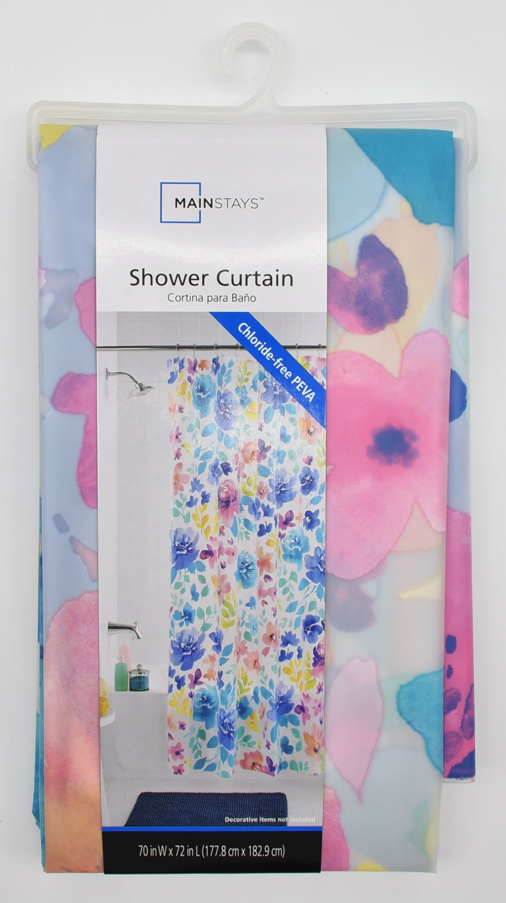 SHOWER CURTAIN,  PEVA,  FLORAL WATER COLOR