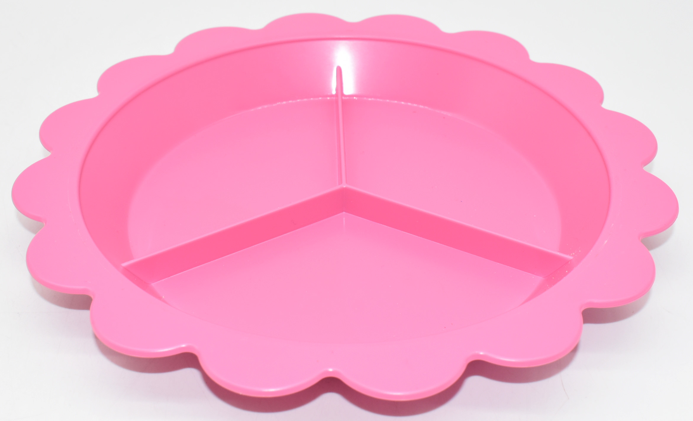 PLATE, DIVIDED, PINK, FLOWER SHAPE, 8.78IN, PLASTIC